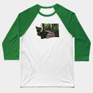 Washington State Map Hiking Trail Wilderness Baseball T-Shirt